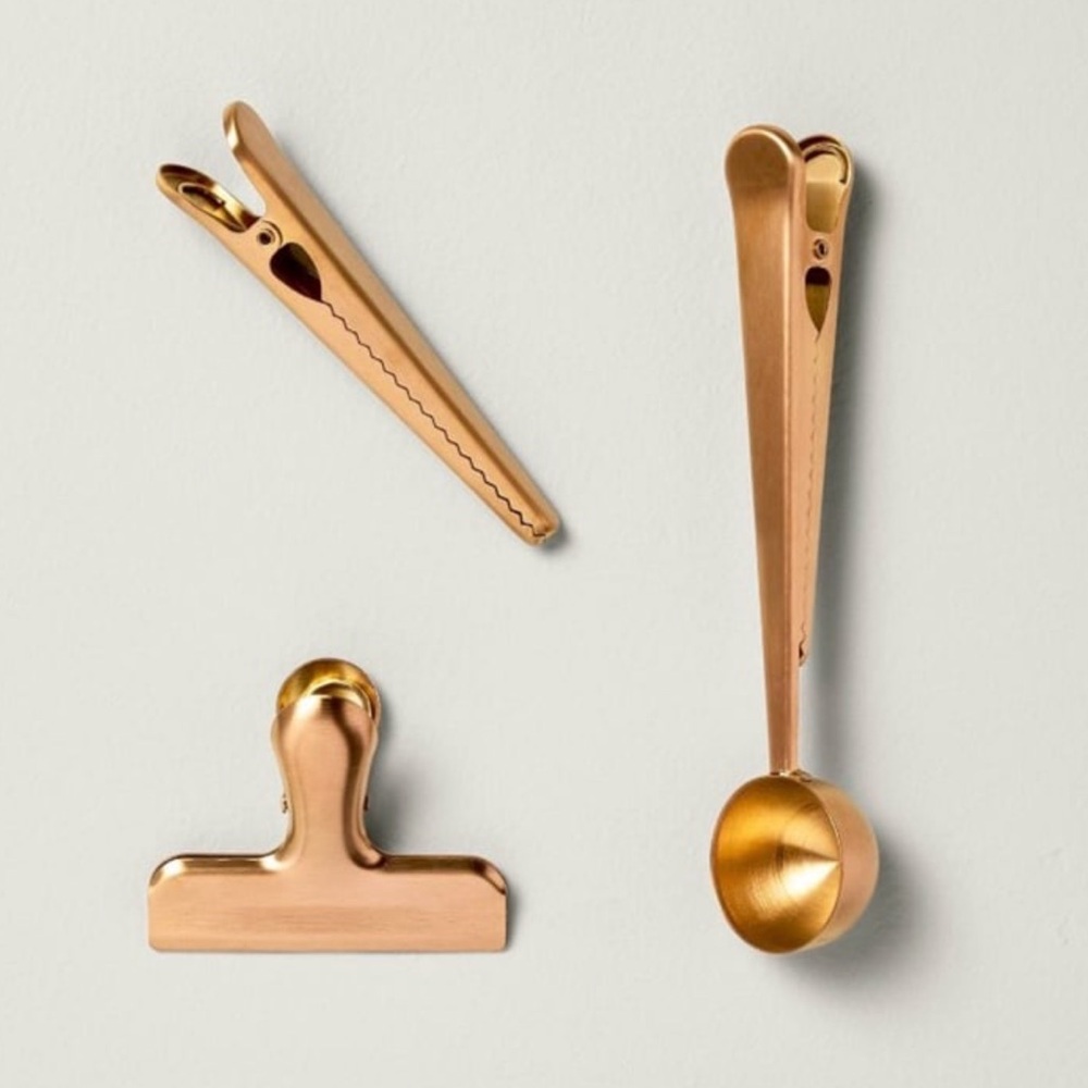 3pc Stainless Steel Coffee Scoop and Clips Copper Finish -Hearth & Hand Magnolia